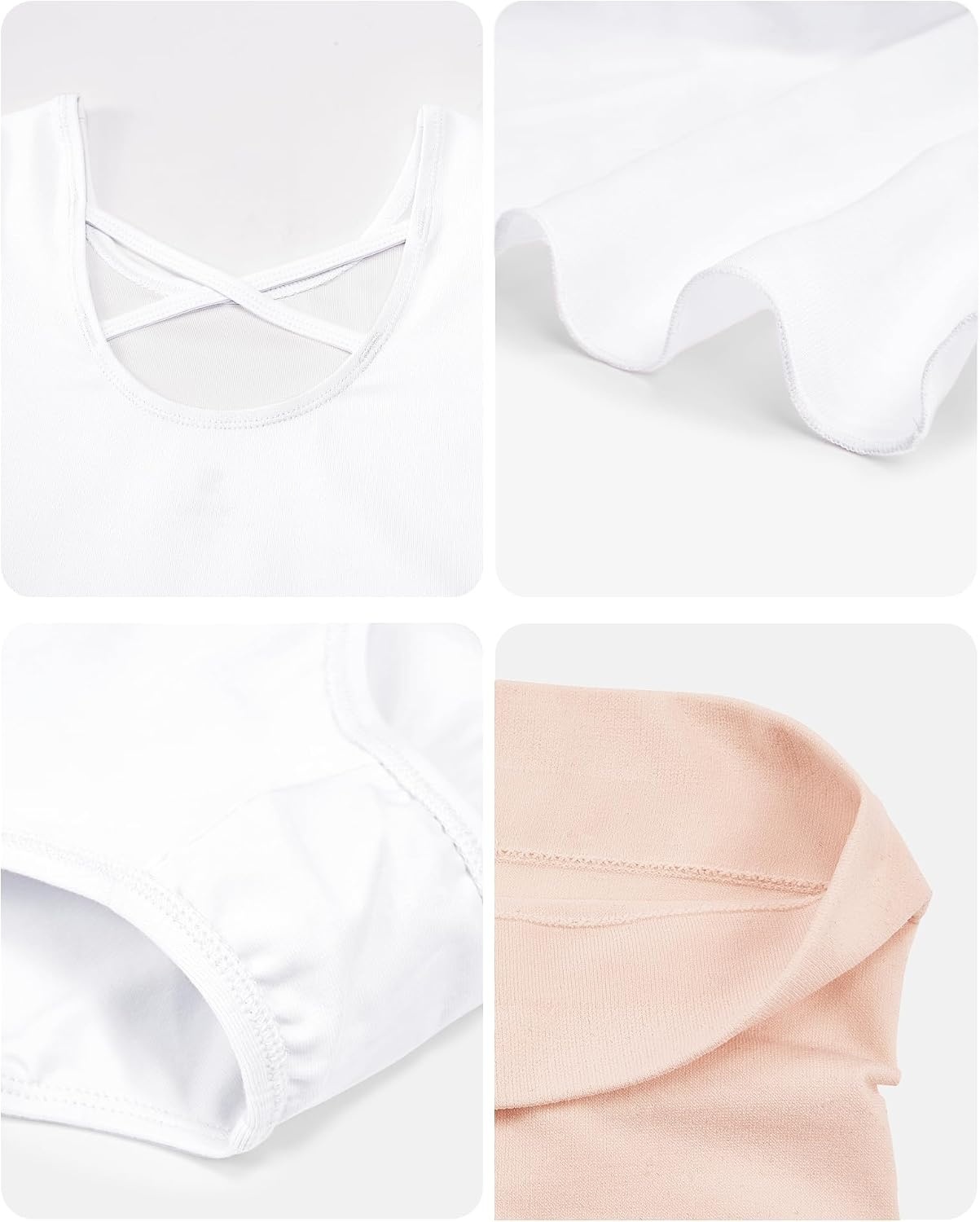 Stelle Girls Criss-Cross Back Leotards Skirt with Tights for Ballet/Dance(White)