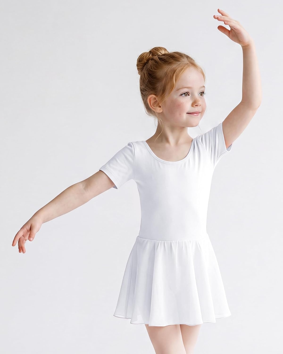 Stelle Girls Criss-Cross Back Leotards Skirt with Tights for Ballet/Dance(White)