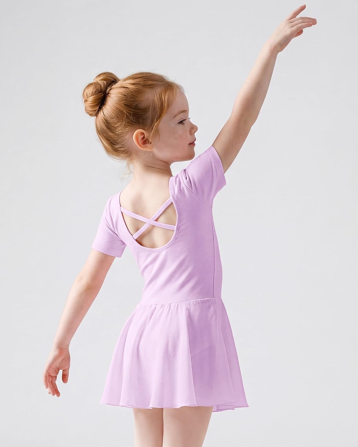 Stelle Girls Criss-Cross Back Leotards Skirt with Tights for Ballet/Dance(Lavender)
