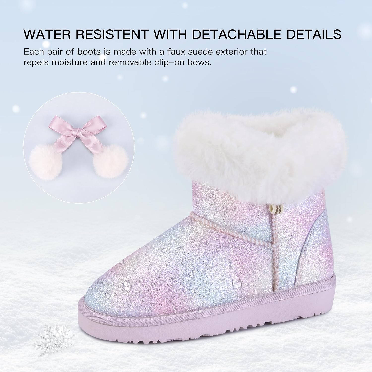 Stelle Girls Winter Boots Fuzzy Snow Boots for Kids(Dream Frost)