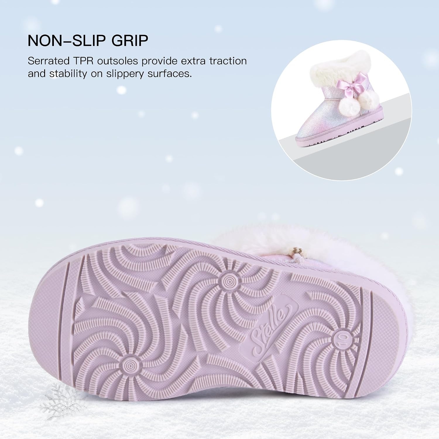 Stelle Girls Winter Boots Fuzzy Snow Boots for Kids(Dream Frost)