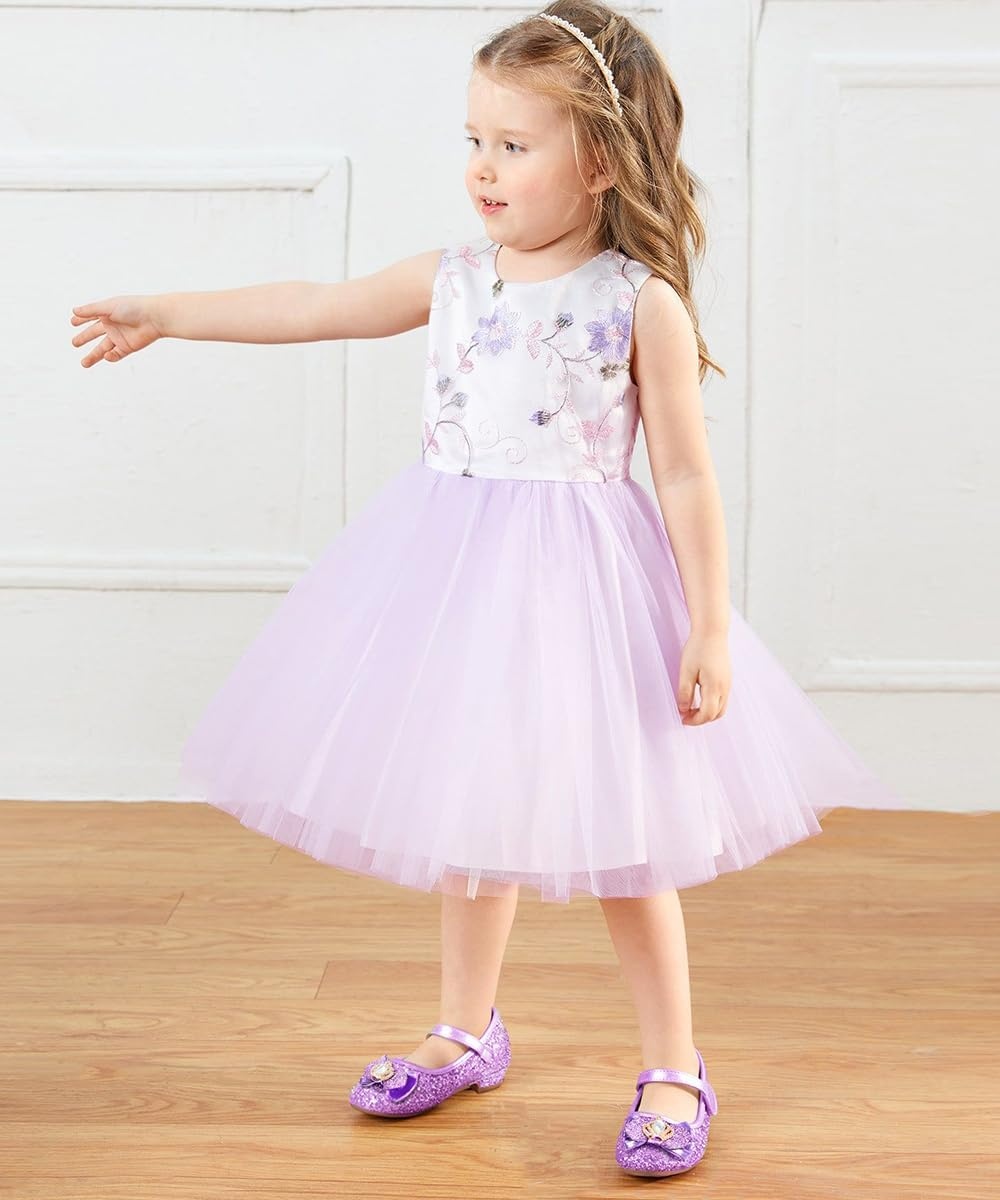 Stelle Girls Dress Shoes Glitter Princess Low Heels for Party Wedding Prom | Shiny glitter finish, Bowknot charms, 1 inch Low Heel, Cushioned comfort, Dress-up, Special occasions, Comfortable fit(T13-purple Glitter)