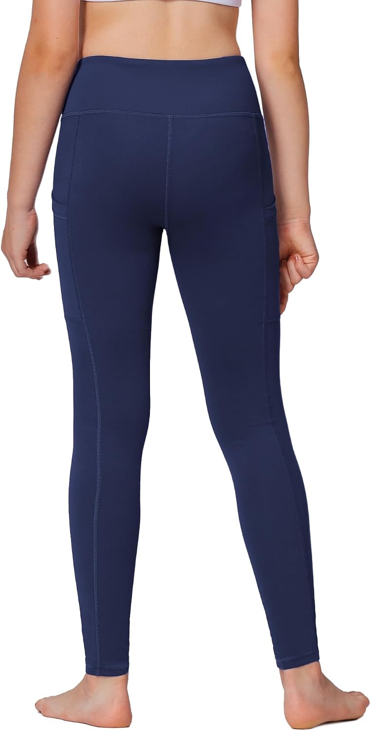 Stelle Girls Leggings with Pockets Kids Dance Yoga Running Athletic Pants(Midnight Blue)