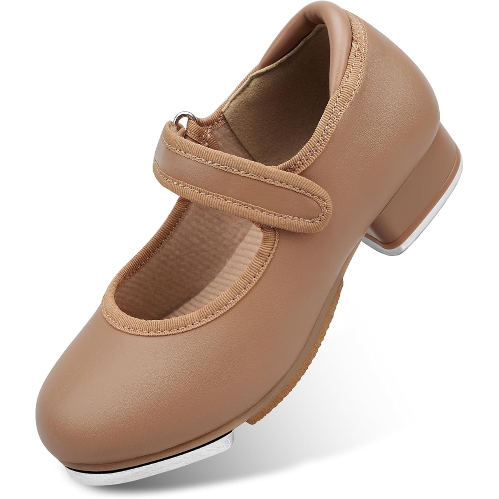 Stelle Tap Shoes for Girls Toddler Boys Dance Shoes | Easy-clean design, Rounded toe, Padded heel collar, Clear tap sound, Cushioned insole, Hook-and-loop strap(Coffee)