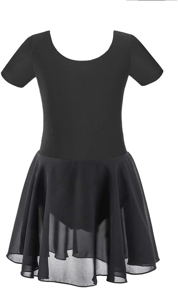 Stelle Ballet Leotards for Girls Dance Leotard with Skirt Toddler Ballet Outfit Criss-Cross Bow Back (Little/Big Kid)(Style 1-black(cross Back))