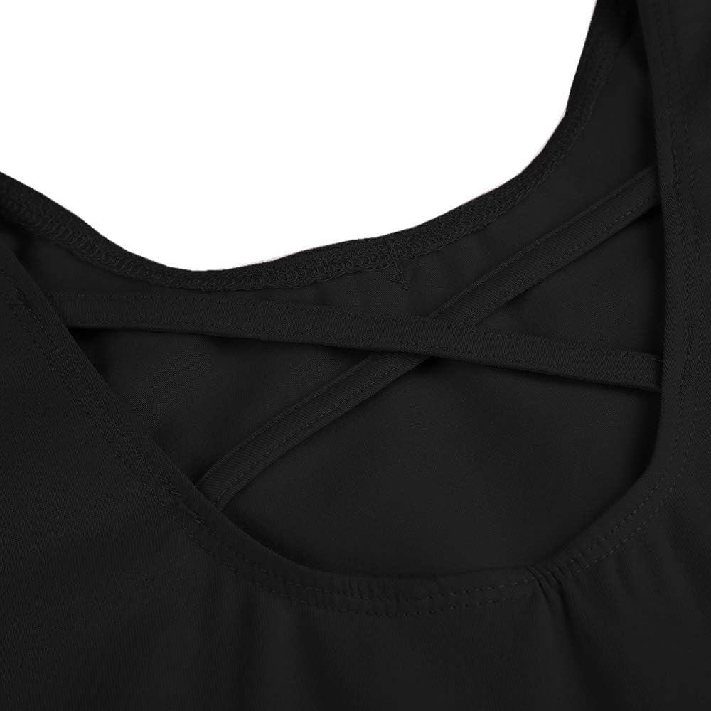 Stelle Ballet Leotards for Girls Dance Leotard with Skirt Toddler Ballet Outfit Criss-Cross Bow Back (Little/Big Kid)(Style 1-black(cross Back))