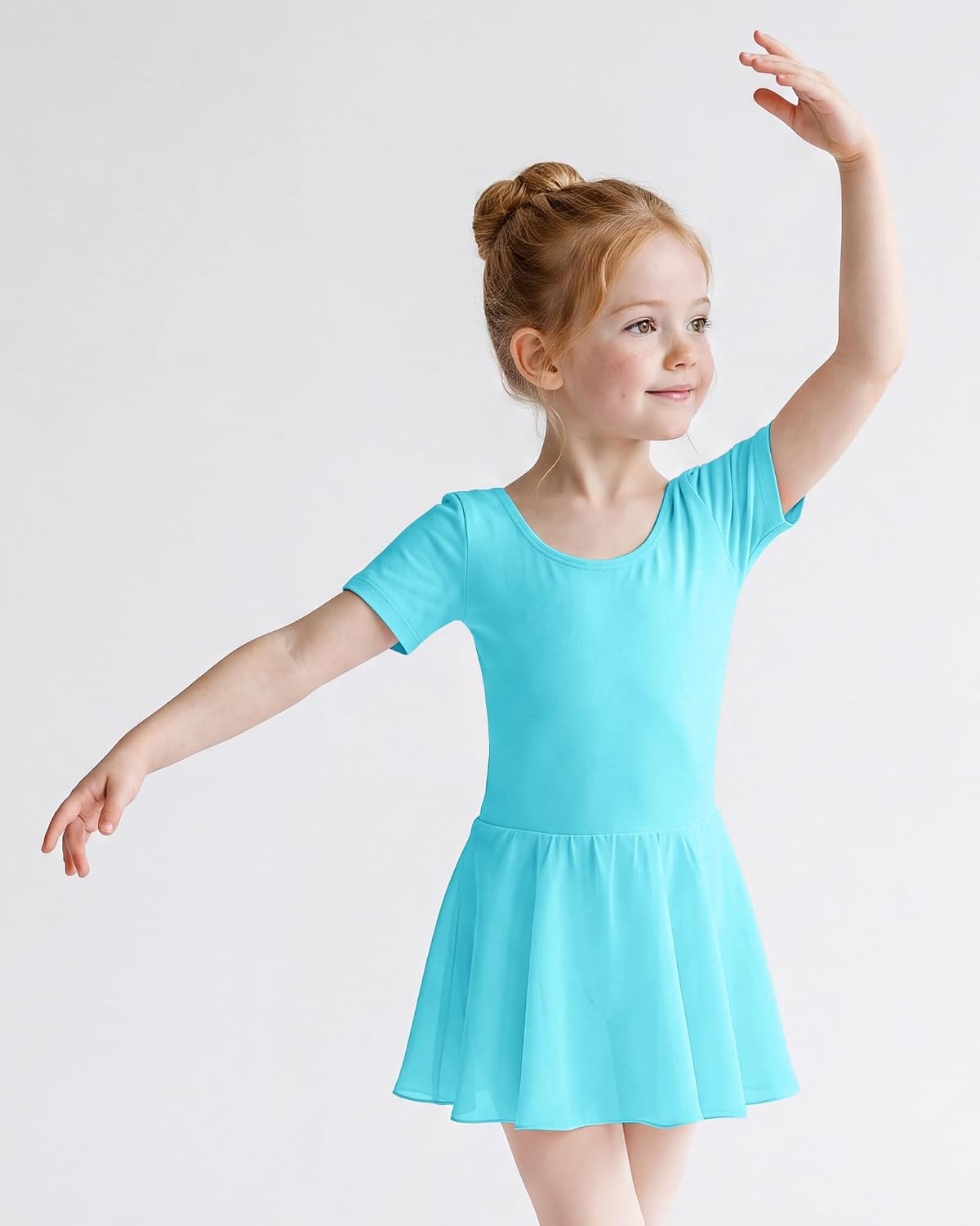 Stelle Girls Criss-Cross Back Leotards Skirt with Tights for Ballet/Dance(Pool Blue)