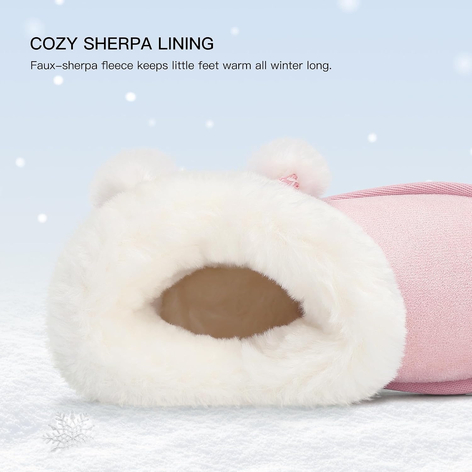 Stelle Girls Winter Boots Fuzzy Snow Boots for Kids(Warm Pink)