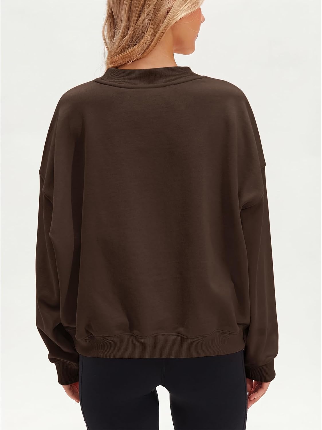 Stelle Women’s 100% Cotton Oversized Sweatshirt Crewneck Pullover | Pure Cotton, Relaxed fit, Hip-Length, Brushed comfy, Layering essential, Lounge, Travel, Streetwear, Versatile(Coffee)
