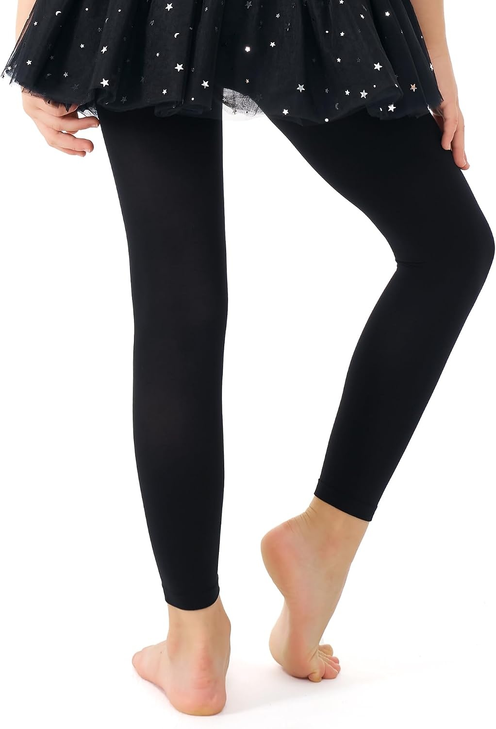 Stelle Girls’ Footless Ballet Tights for Dance Class Toddler Kids 2T-15Y | High Waist, Stretch, Opaque Coverage, Soft Stockings, Teen & Youth Pantyhose, Ballerina, Gymnastics, Performance, Recital(Black)