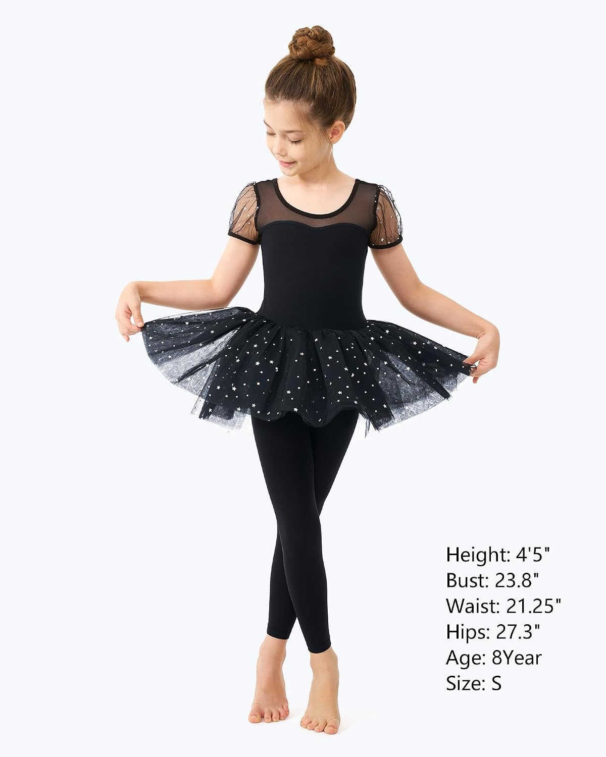 Stelle Girls’ Footless Ballet Tights for Dance Class Toddler Kids 2T-15Y | High Waist, Stretch, Opaque Coverage, Soft Stockings, Teen & Youth Pantyhose, Ballerina, Gymnastics, Performance, Recital(Black)