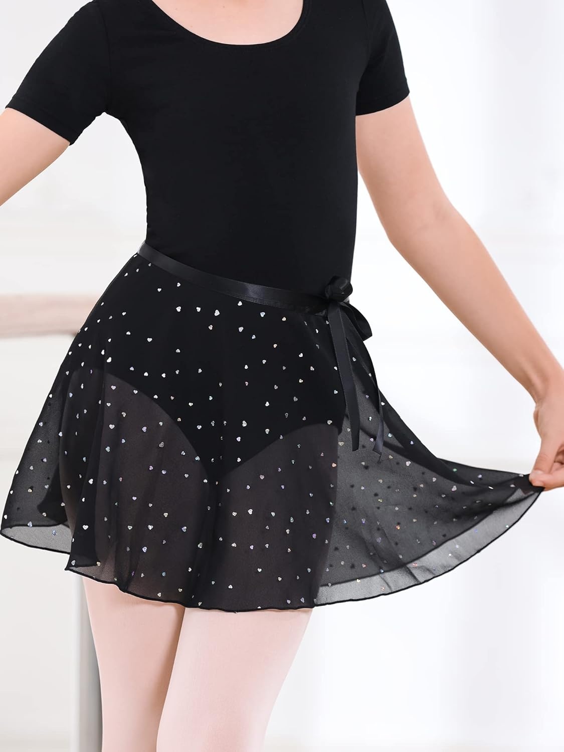 Stelle Ballet Leotards for Girls Toddler Dance Dress Outfit Combo with Skirt and Tights (Toddler/Little Kid/Big Kid)(4-black (Shiny Skirt))