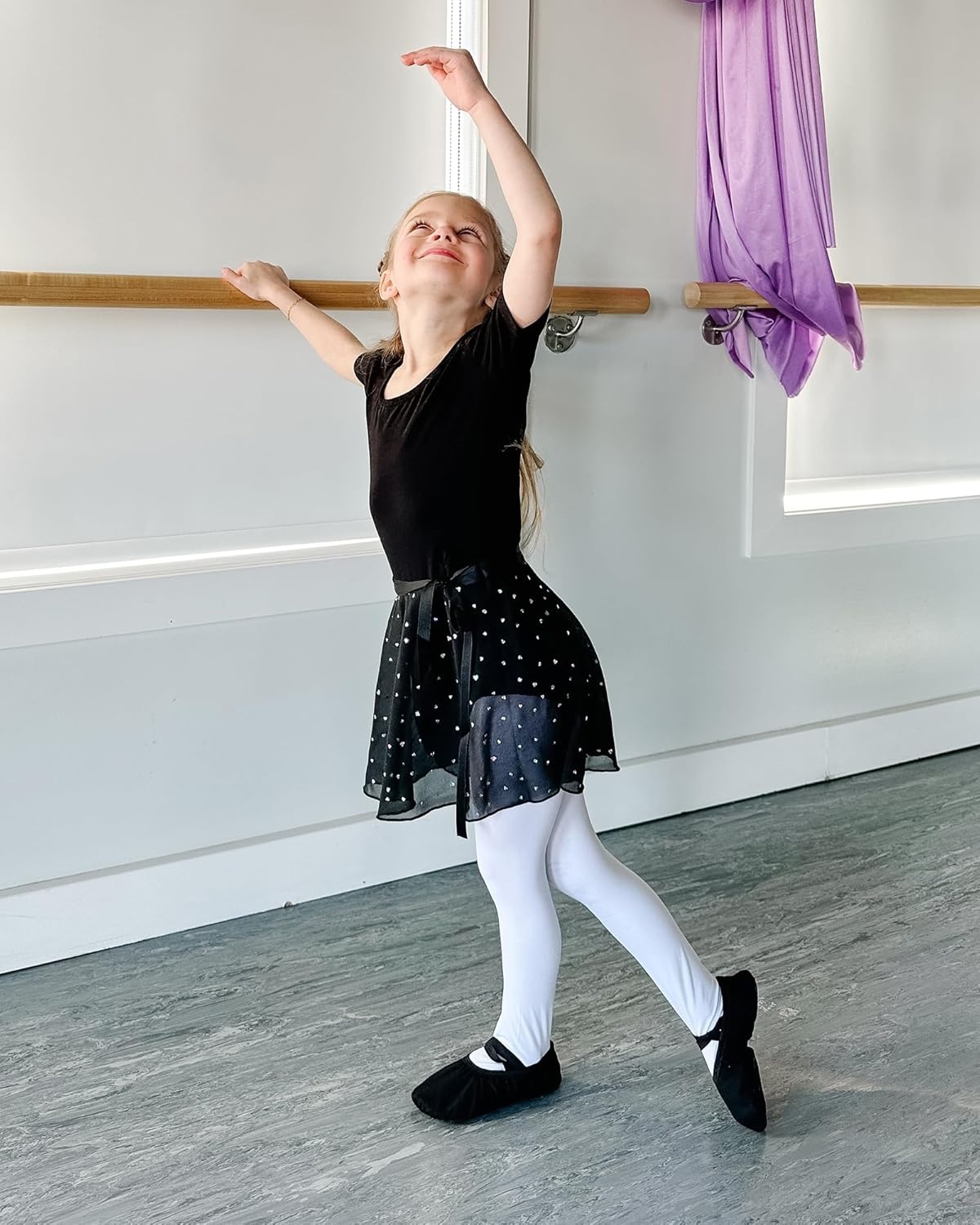 Stelle Ballet Leotards for Girls Toddler Dance Dress Outfit Combo with Skirt and Tights (Toddler/Little Kid/Big Kid)(4-black (Shiny Skirt))