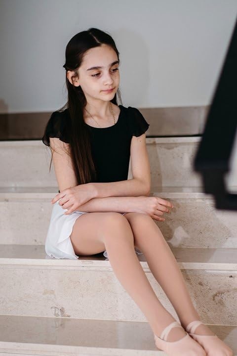 Stelle Girls’ Footed Ballet Tights for Dance Class Toddler Kids 2T-15Y | High Waist, Stretch, Opaque Coverage, Soft Stocking, Teen & Youth Pantyhose, Ballerina, Studio, Stage, Performance, Recital(Tan)