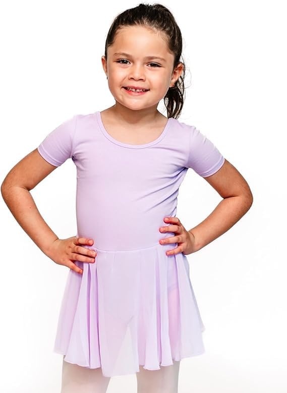 Stelle Ballet Leotards for Girls Dance Leotard with Skirt Toddler Ballet Outfit Criss-Cross Bow Back (Little/Big Kid)(Style 2-lavender (Bow Back))
