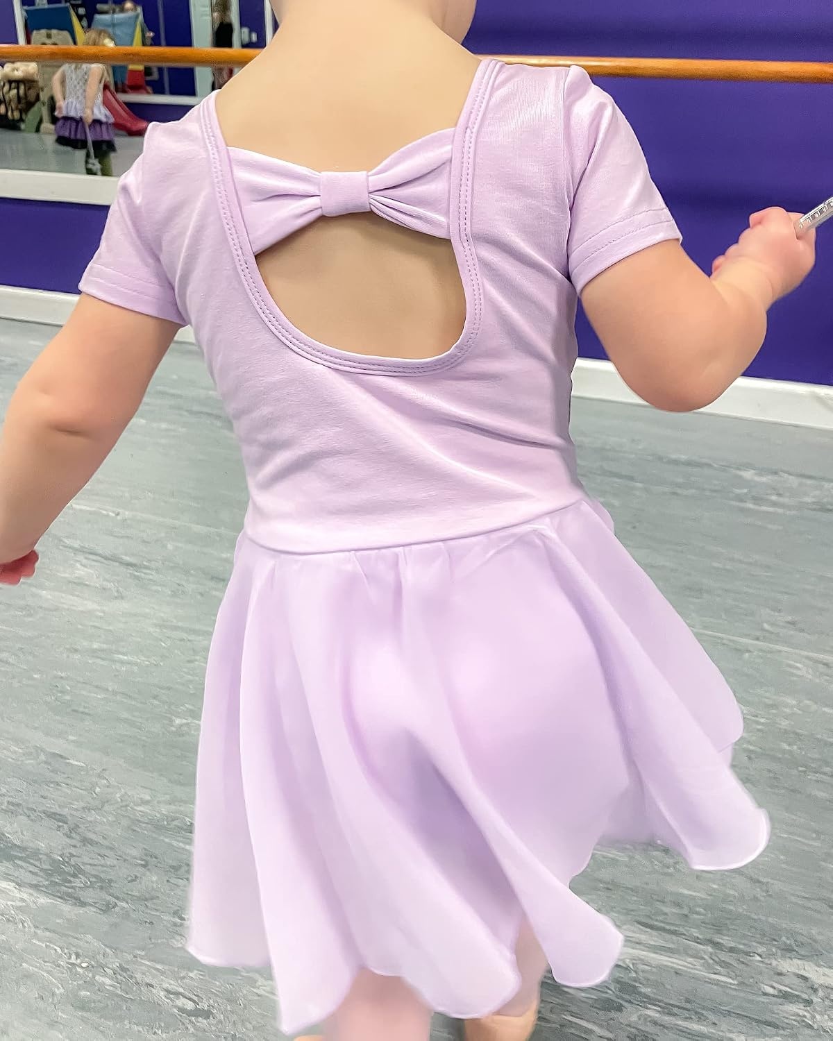 Stelle Ballet Leotards for Girls Dance Leotard with Skirt Toddler Ballet Outfit Criss-Cross Bow Back (Little/Big Kid)(Style 2-lavender (Bow Back))
