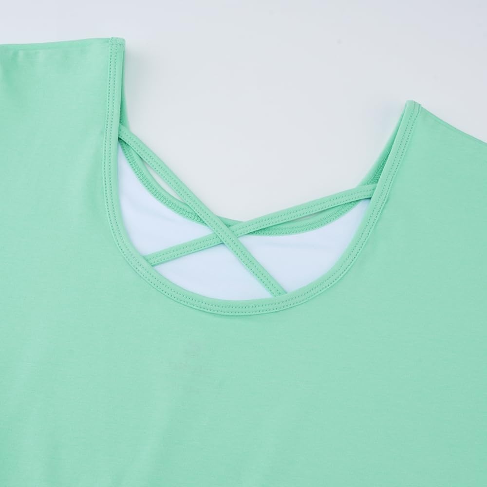 Stelle Girls Cotton Short Sleeve Twirl Skater Dress 3T-12Y(A02-mint Green (Without Pocket))