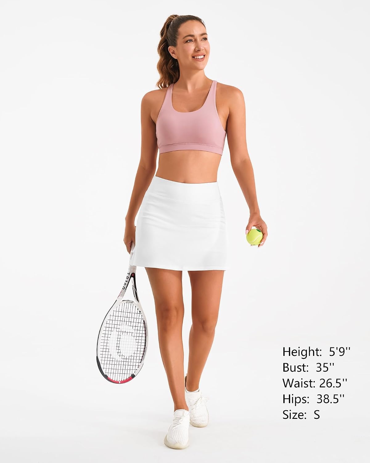Stelle Tennis Skirts for Women Ruffle Athletic Golf Skorts with Pocket | High Waisted, Tummy Control, Built in Shorts, Athletic Skirt, Golf Skirt, Soft, Breathable, Workout, Pickleball(White)