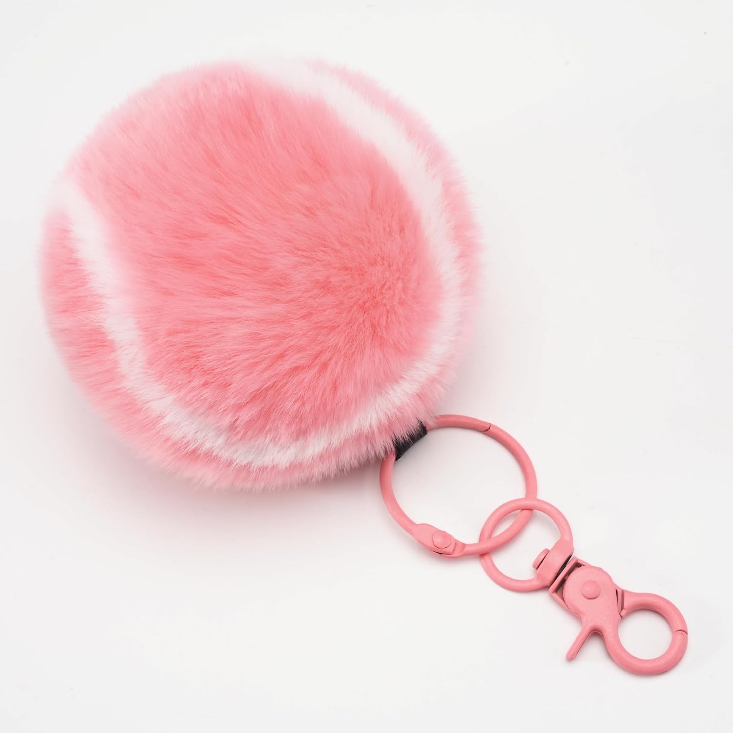 Stelle Pom Pom Keychain Rabbit Fur Bag Charms Fluffy Cute Keychains Purse Backpack Accessories Gifts for Girls/Women(Pink-tennis Ball)