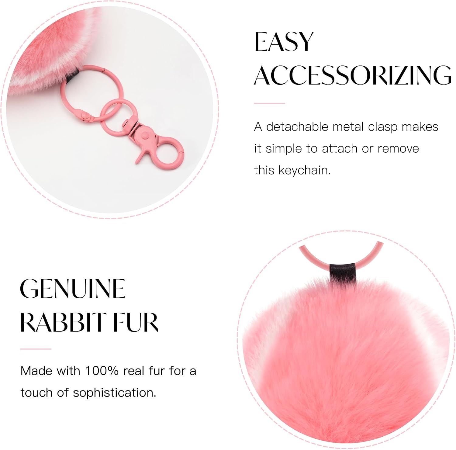Stelle Pom Pom Keychain Rabbit Fur Bag Charms Fluffy Cute Keychains Purse Backpack Accessories Gifts for Girls/Women(Pink-tennis Ball)