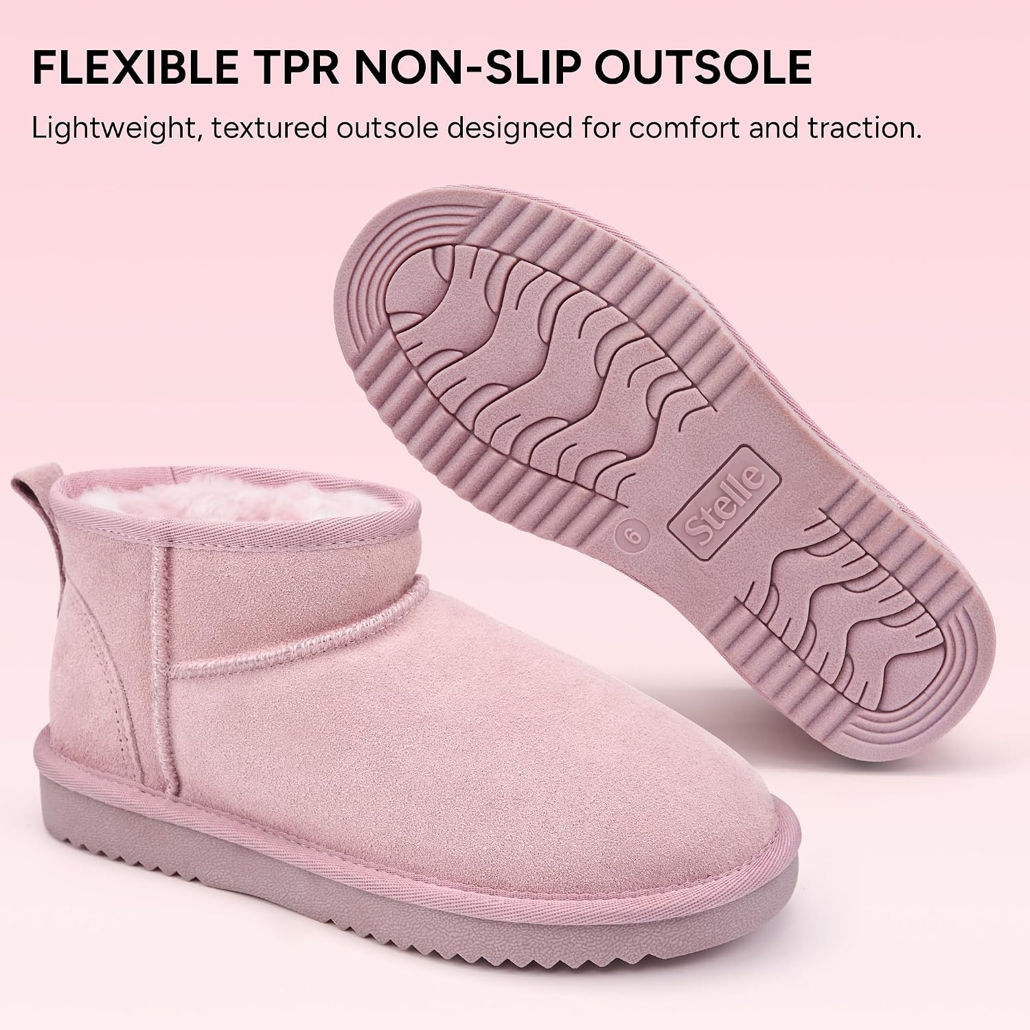Stelle Winter Boots for Women Warm Ankle Snow Boots(Pink)