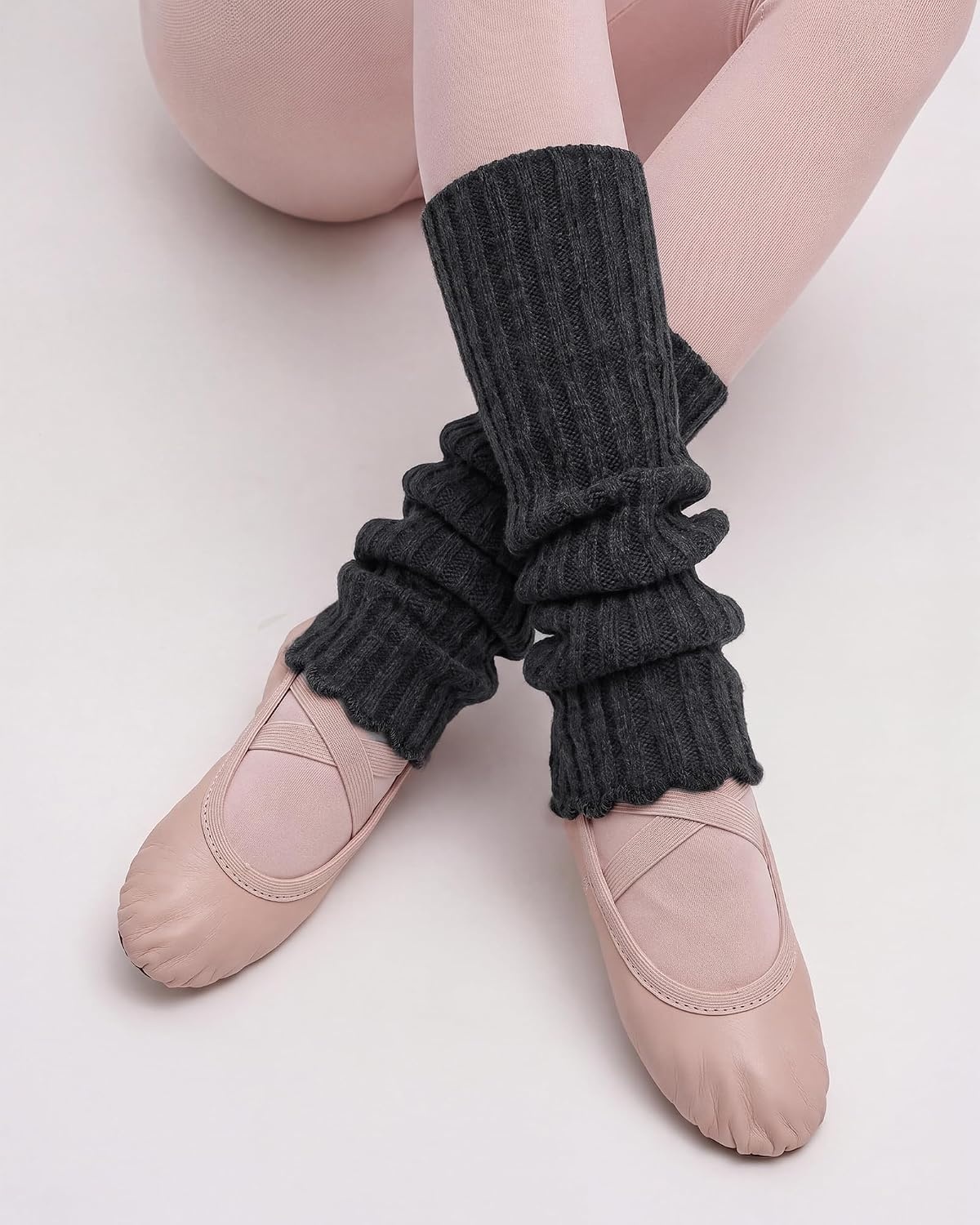 Stelle Girls Ballet Leg Warmers Kids Knit Ruffle Legwarmer Dance Warm-up(Heather Charcoal)
