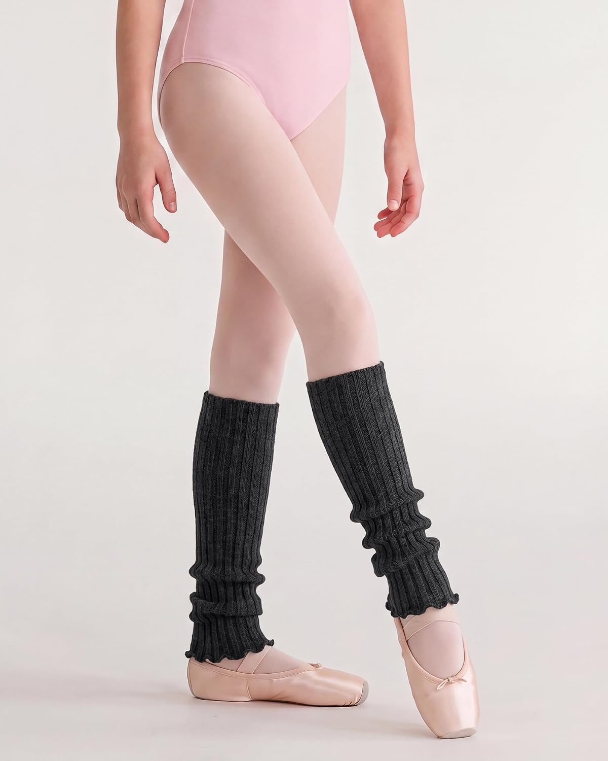 Stelle Girls Ballet Leg Warmers Kids Knit Ruffle Legwarmer Dance Warm-up(Heather Charcoal)