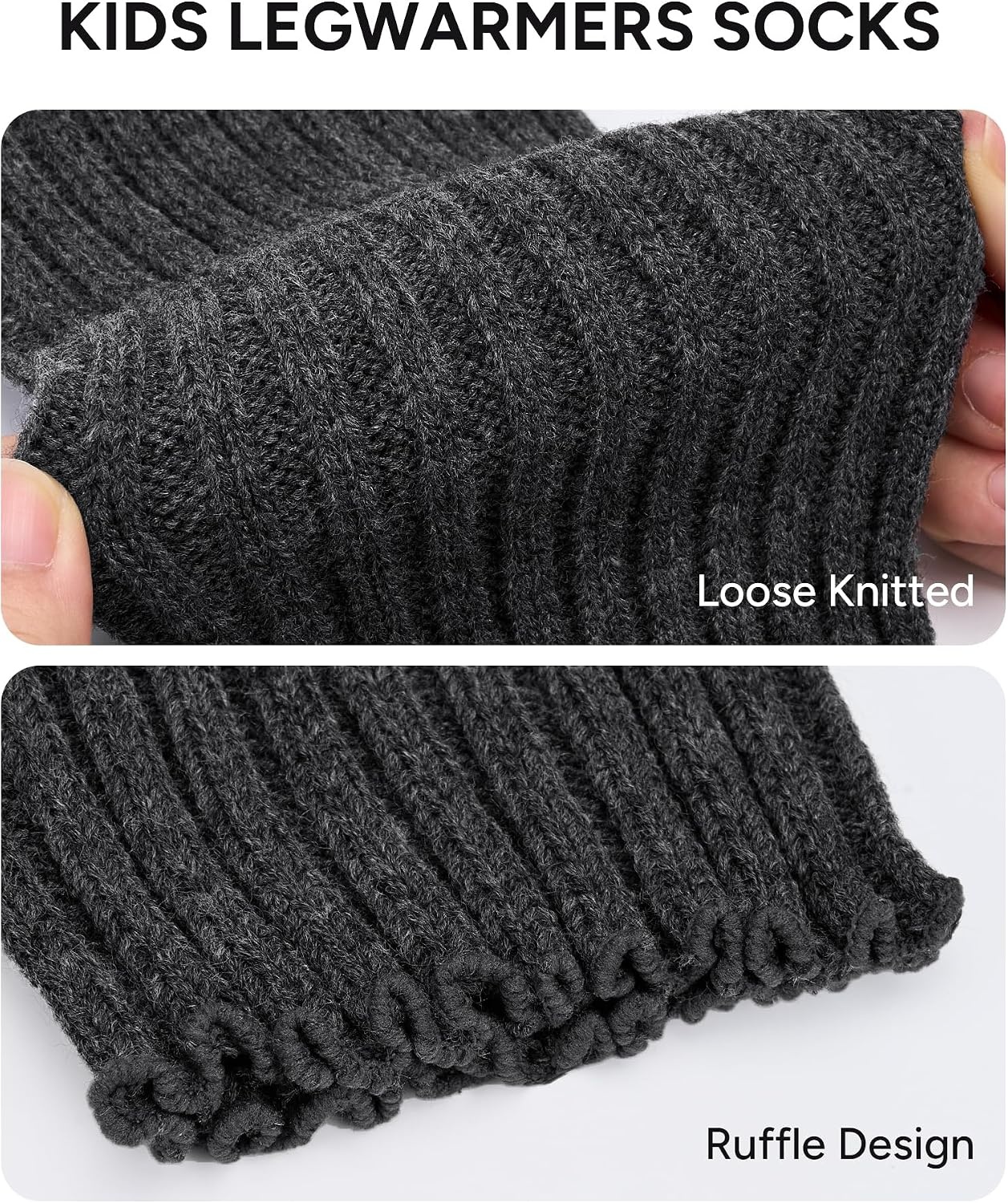 Stelle Girls Ballet Leg Warmers Kids Knit Ruffle Legwarmer Dance Warm-up(Heather Charcoal)