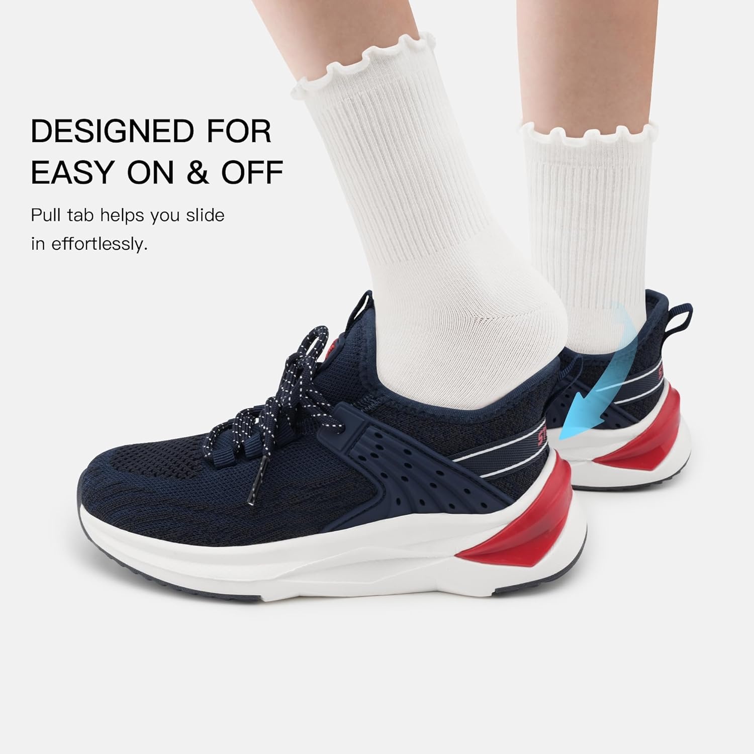 Stelle Kids Sneakers Girls Tennis Shoes Non-Slip Lightweight Breathable Athletic Sports Running Shoes(Navy)