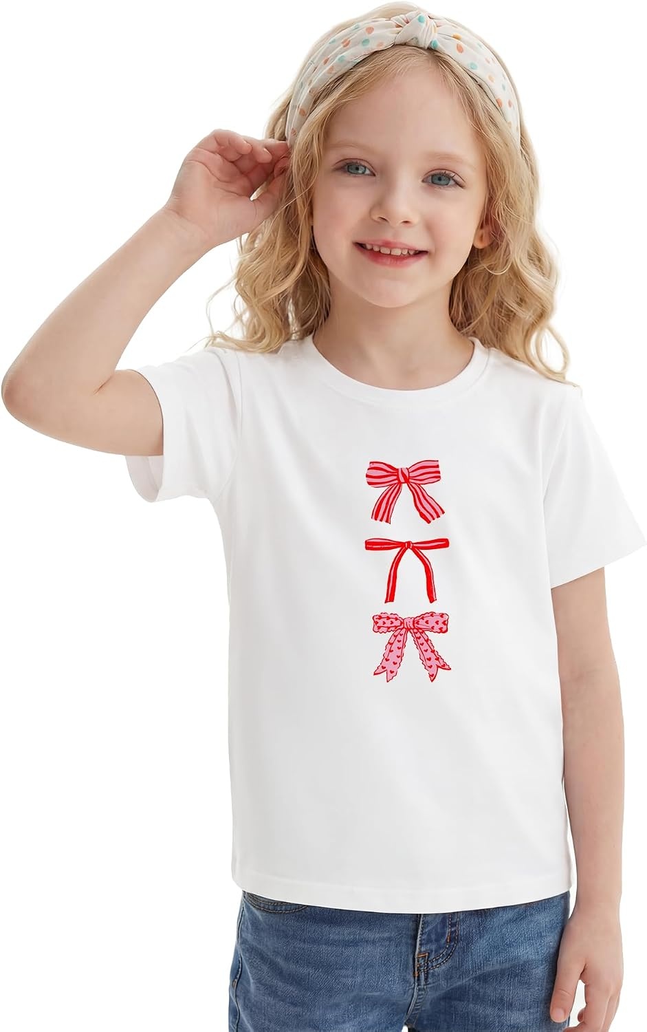 Stelle Girls Graphic T Shirt Cotton Crewneck Short Sleeve Casual Tee | Classic fit, Short sleeve, Soft cotton blend, Breathable, Stretch, Graphic print, School, Playdates, Vacation, Girls tshirt(Sweet Knot|white)