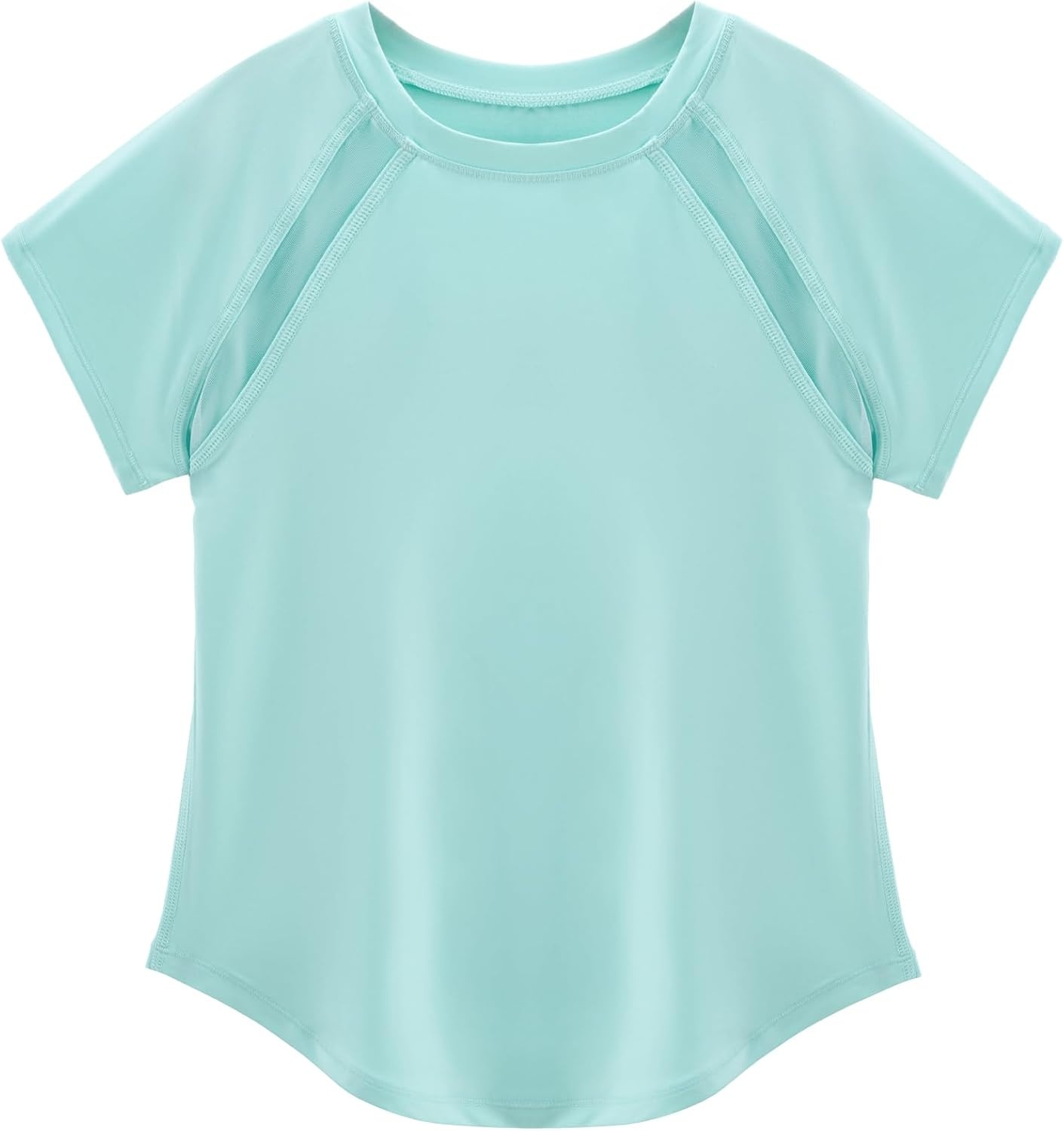 Stelle Athletic Shirts for Girls Short Sleeve Soccer Active Tshirts Kids(Aqua Blue-07)