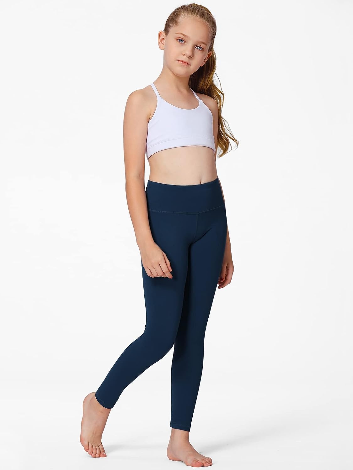 Stelle Girls Leggings with Hidden Pocket for Kids Dance Yoga Athletic Pants(A2-navy)