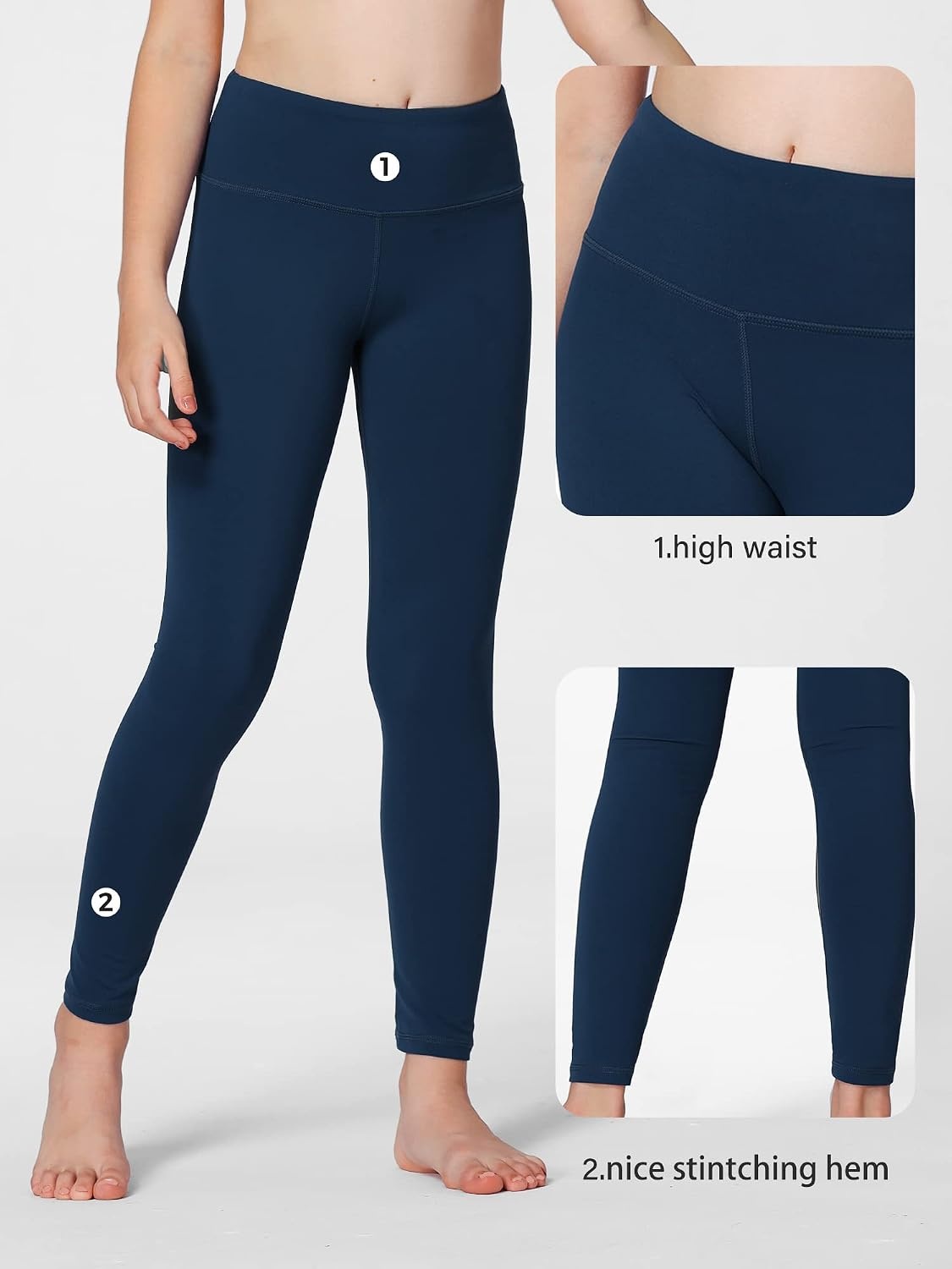 Stelle Girls Leggings with Hidden Pocket for Kids Dance Yoga Athletic Pants(A2-navy)