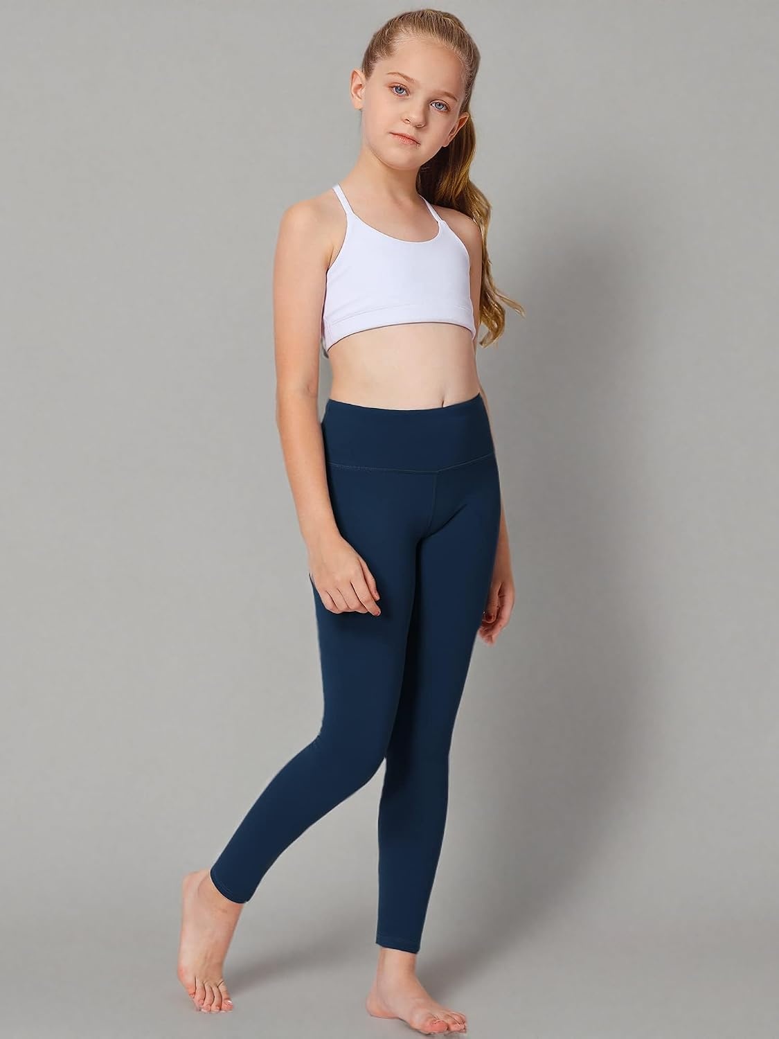 Stelle Girls Leggings with Hidden Pocket for Kids Dance Yoga Athletic Pants(A2-navy)