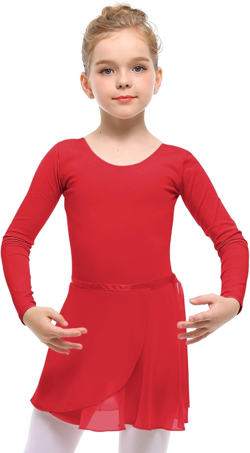 Stelle Ballet Leotards for Girls Toddler Dance Dress Outfit Combo with Skirt and Tights (Toddler/Little Kid/Big Kid)(Red)