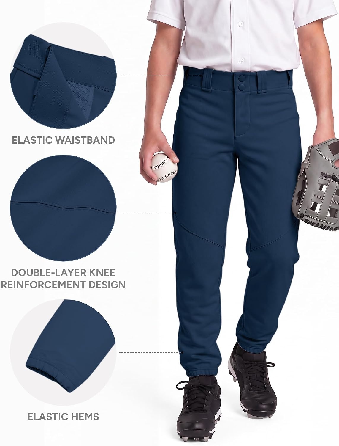 Stelle Boys Baseball Pants Youth with Pockets Kids Tee Ball(Navy)