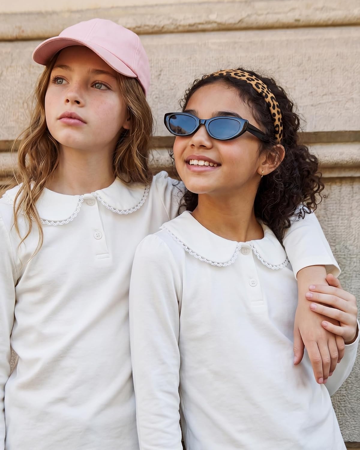Stelle Girls Long Sleeve Polo Shirts School Uniform Peter Pan Collar Tops | Puff Sleeve, Lace Trim, Cotton-Blend, Button Down, Solid-Color, White Blouse, Classic, Lightweight, Breathable, Kids Clothes(White)