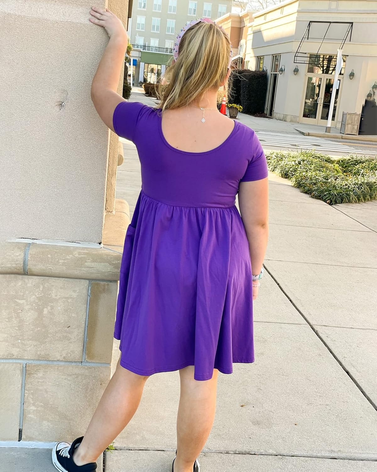 Stelle Girls Cotton Short Sleeve Twirl Skater Dress 3T-12Y | Twirl-Friendly Skirt, A Line,Criss Cross Back,Dress for School,Dance,Playwear,Casual,Active,Soft Stretch Breathable Comfy(A19-purple (With Pocket))