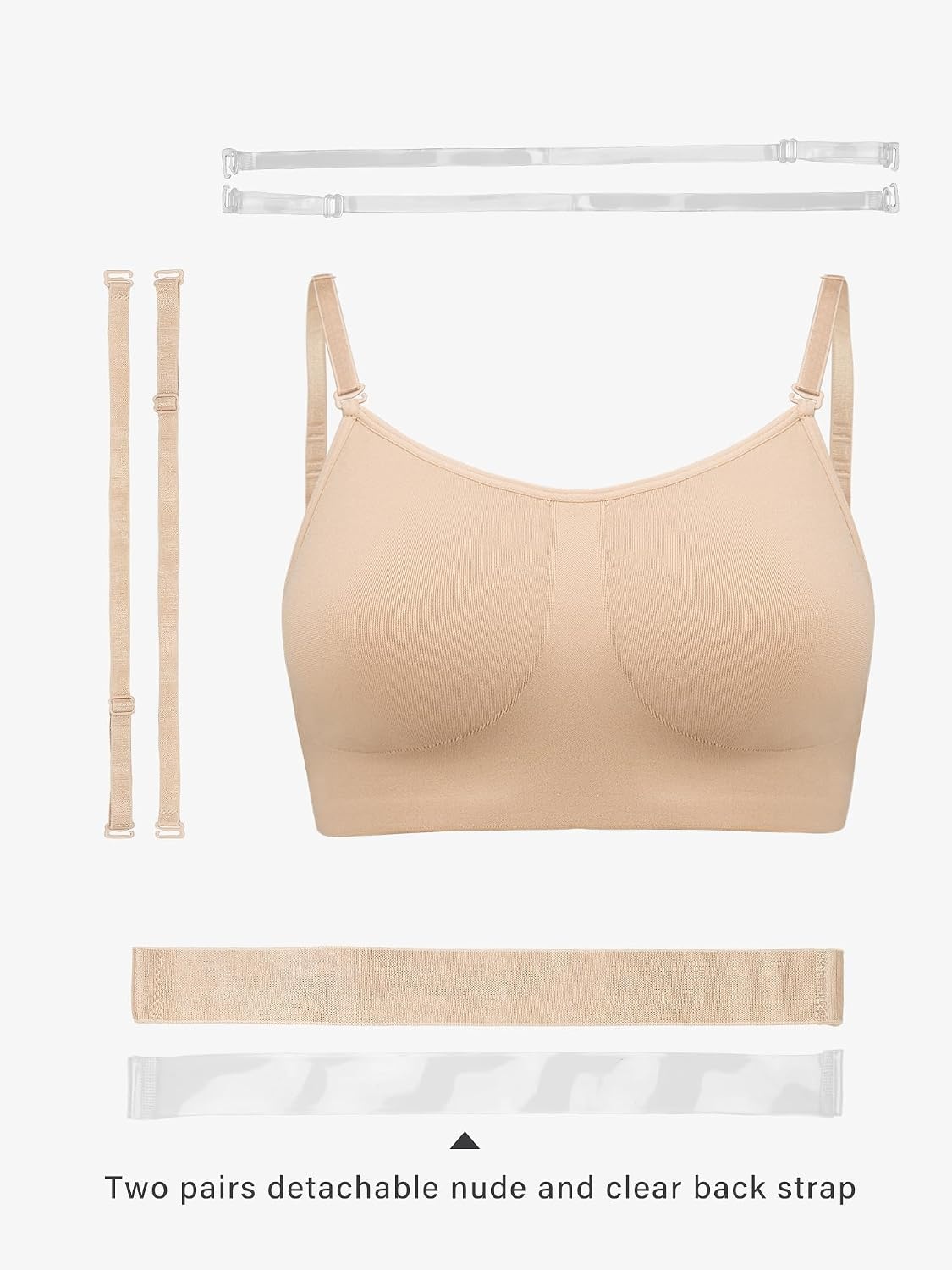 Stelle Women Nude Dance Bra Convertible Clear Strap Bras | Adjustable clear straps, Moisture-wicking fabric, Secure support, Ballet, Jazz, Stage performance(Nude)