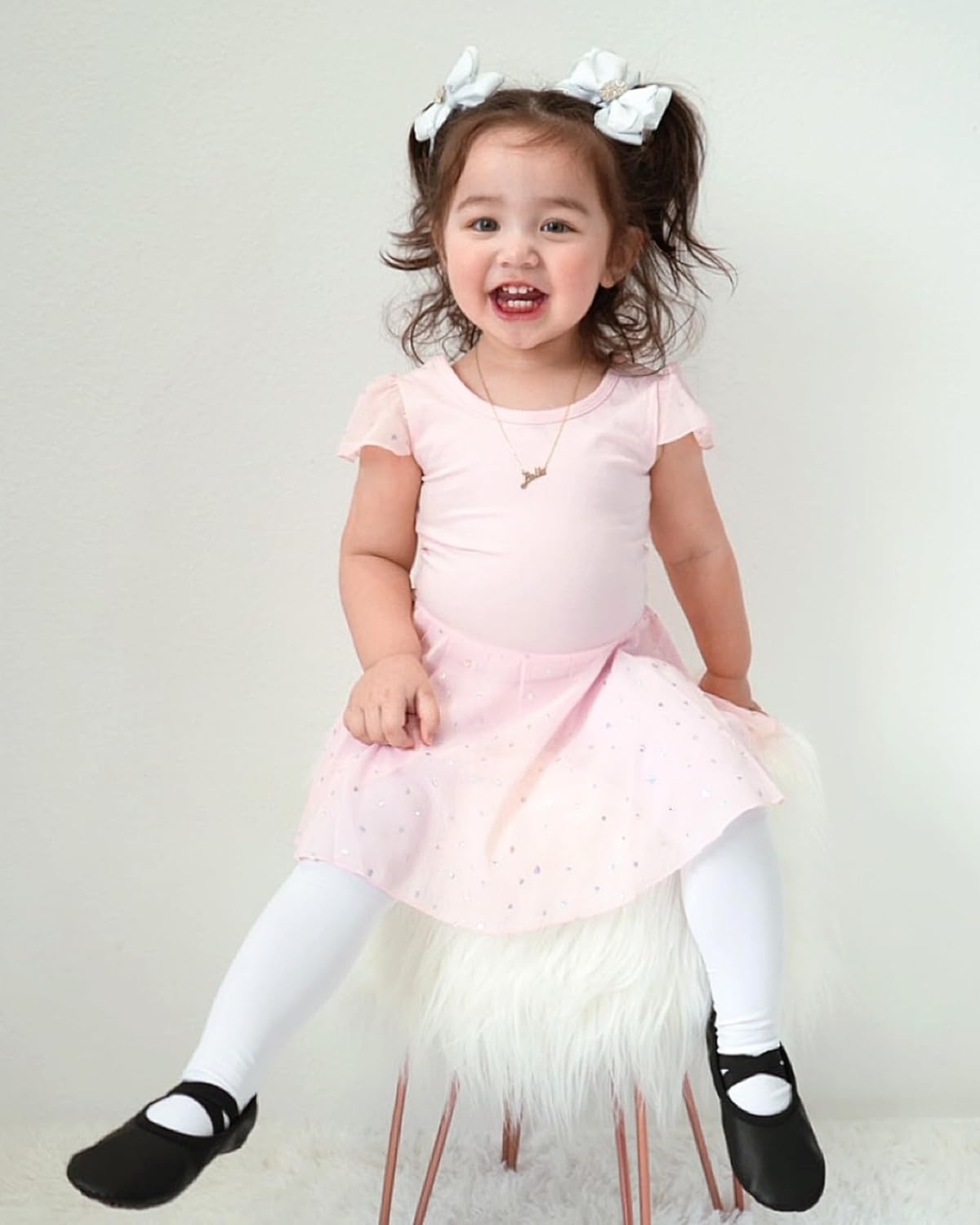Stelle Girls’ Ultra Soft Pro Dance Tight/Ballet Footed Tight (Toddler/Little Kid/Big Kid)(2-pair Ballet Pink+1-pair White)