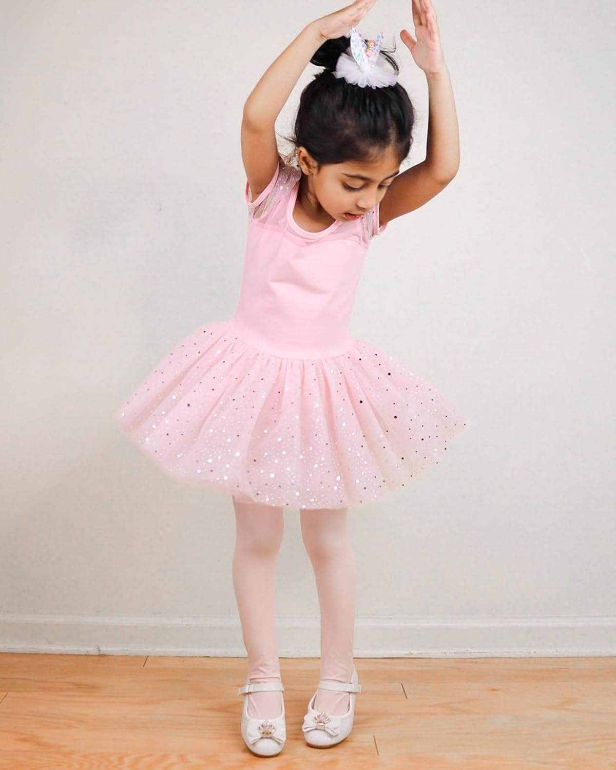 Stelle Girls’ Ultra Soft Pro Dance Tight/Ballet Footed Tight (Toddler/Little Kid/Big Kid)(2-pair Ballet Pink+1-pair White)
