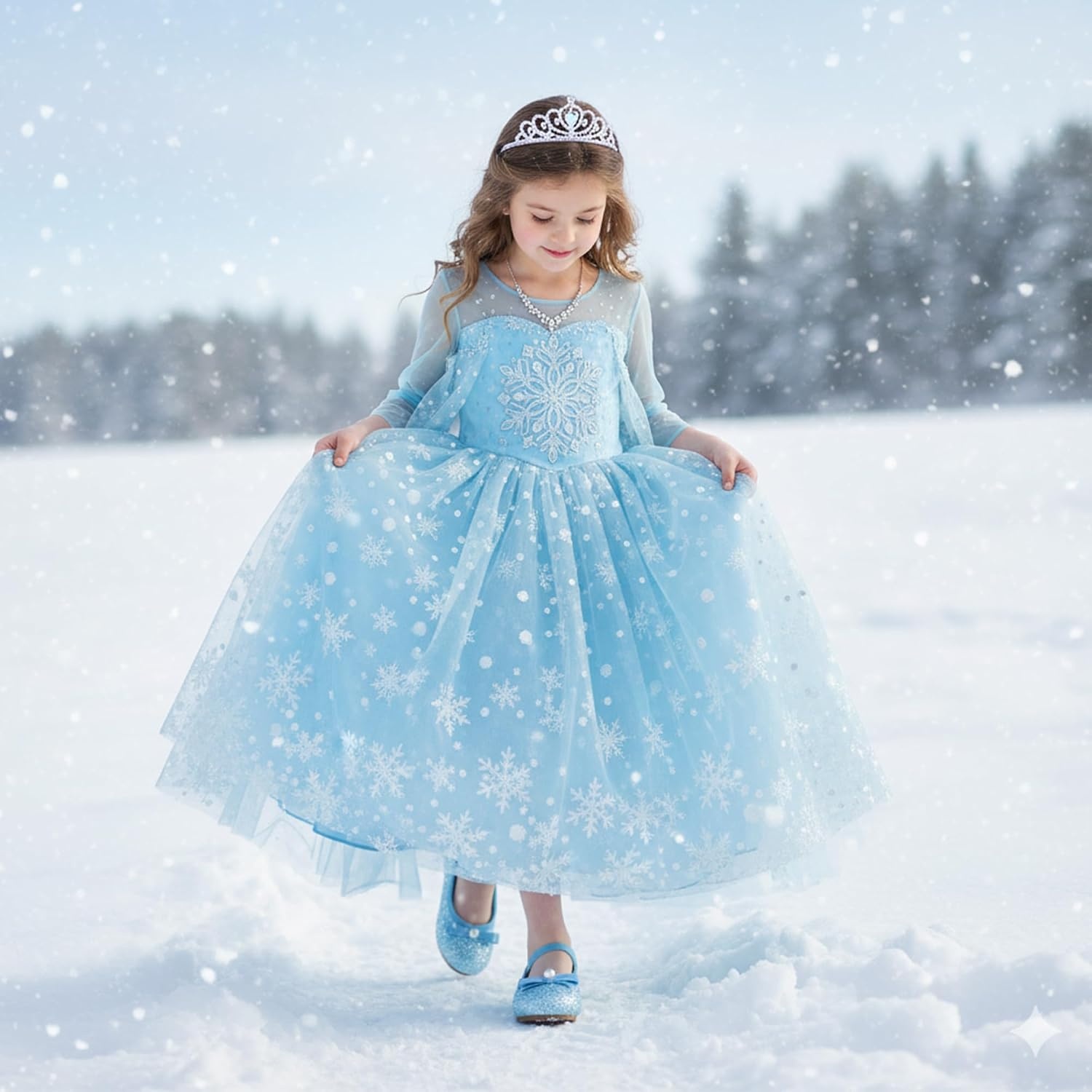 Stelle Girls Glitter Dress Shoes Flats with Pearl Bow for Party Flower Girl | Elastic strap, Cushioned comfort, Princess shoes, Ballet flat style, Flower girl, Dress-up, Special occasions(Icy Blue)