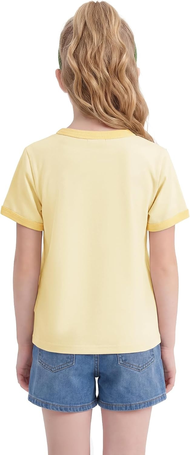 Stelle Girls Retro Graphic T Shirt Soft Stretch Crewneck for School | Lightweight, Breathable, Soft, Stretchy, Cherry graphic, Relaxed fit, School, Play, Sports, Everyday wear, Vintage style(Butter Croissant|vanilla)