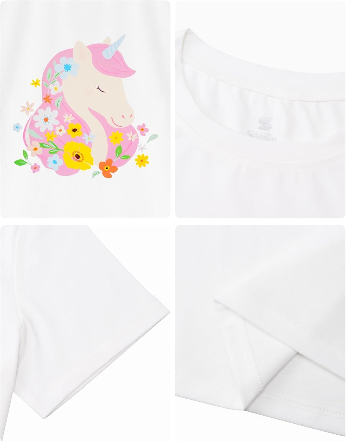Stelle Girls T Shirts Graphic Tees Short Sleeve Tshirts Crewneck Cute Summer Casual Basic Tops for Kids Teen 4-15 Years(Pink Unicorn|white)