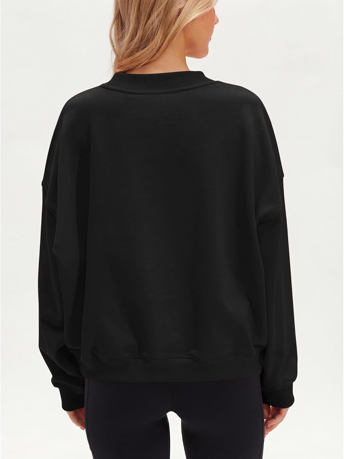Stelle Women’s 100% Cotton Oversized Sweatshirt Crewneck Pullover | Pure Cotton, Relaxed fit, Hip-Length, Brushed comfy, Layering essential, Lounge, Travel, Streetwear, Versatile(Black)