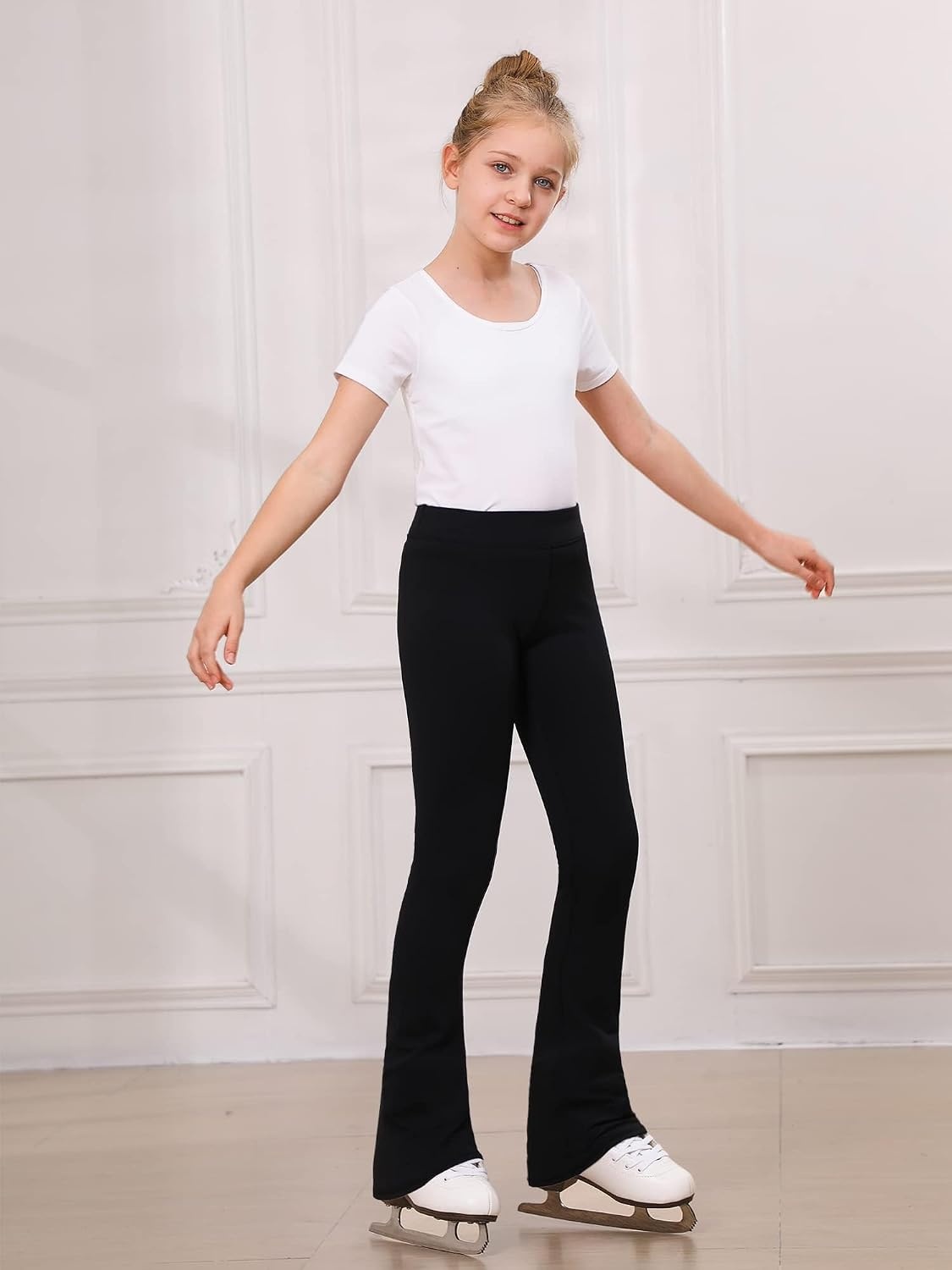 Stelle Girls Figure Skating Pants With Boot Clip Fleece Warm Ice Leggings | Boot Clip,Fleece Warmth,Soft 4-Way Stretch,Comfortable Elastic Waistband,Secure Skate Fit,Figure Skating Practice Training(Black)