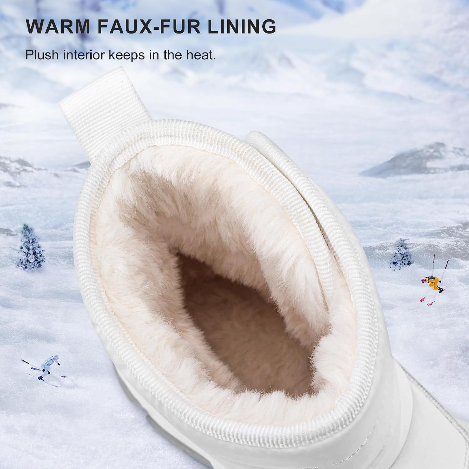 Stelle Toddler Snow Boots Girls Lightweight Warm Winter Shoes | Boys Outdoor Sport, Cold Weather, Water Repellent, Soft Faux Fur Lined, Non Slip, Mid Calf, Hook and Loop, Little & Big Kids(White)