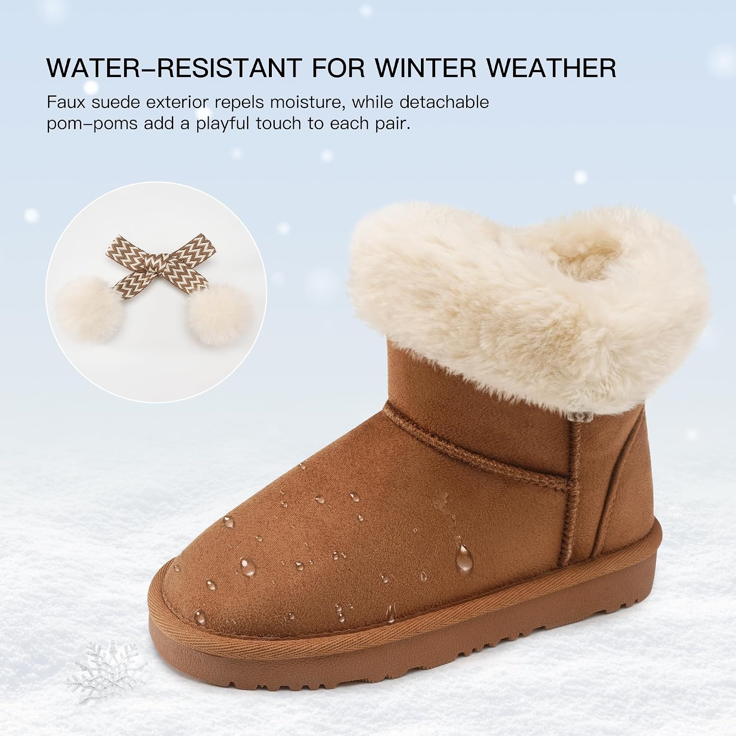 Stelle Girls Winter Boots Fuzzy Snow Boots for Kids(Warm Chestnut)