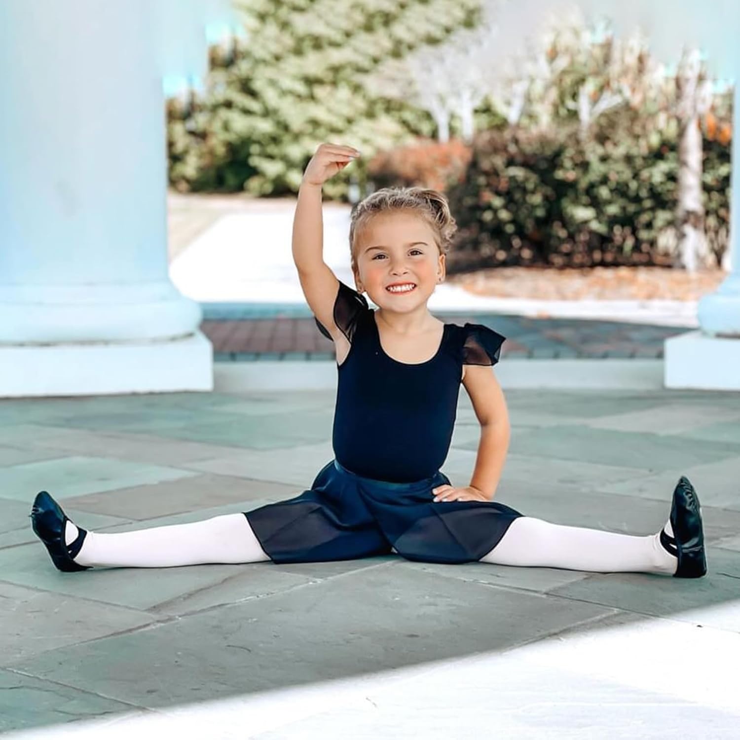 Stelle Ballet Leotards for Girls Toddler Dance Dress Outfit Combo with Skirt and Tights (Toddler/Little Kid/Big Kid)(3-black (Ruffle Sleeve))