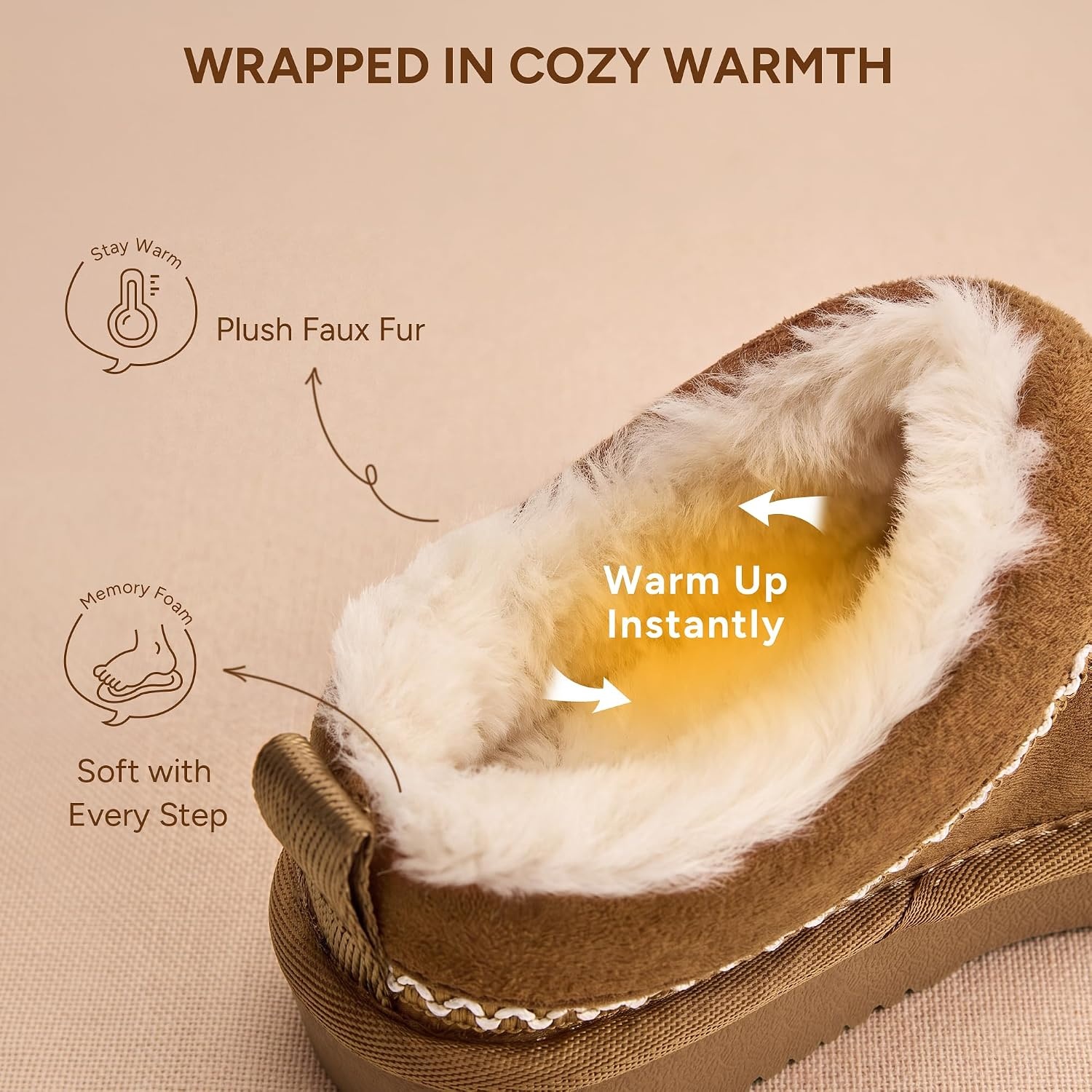Stelle Girls Slippers Kids Fuzzy House Shoes Slip-On Indoor Outdoor(Chestnut)